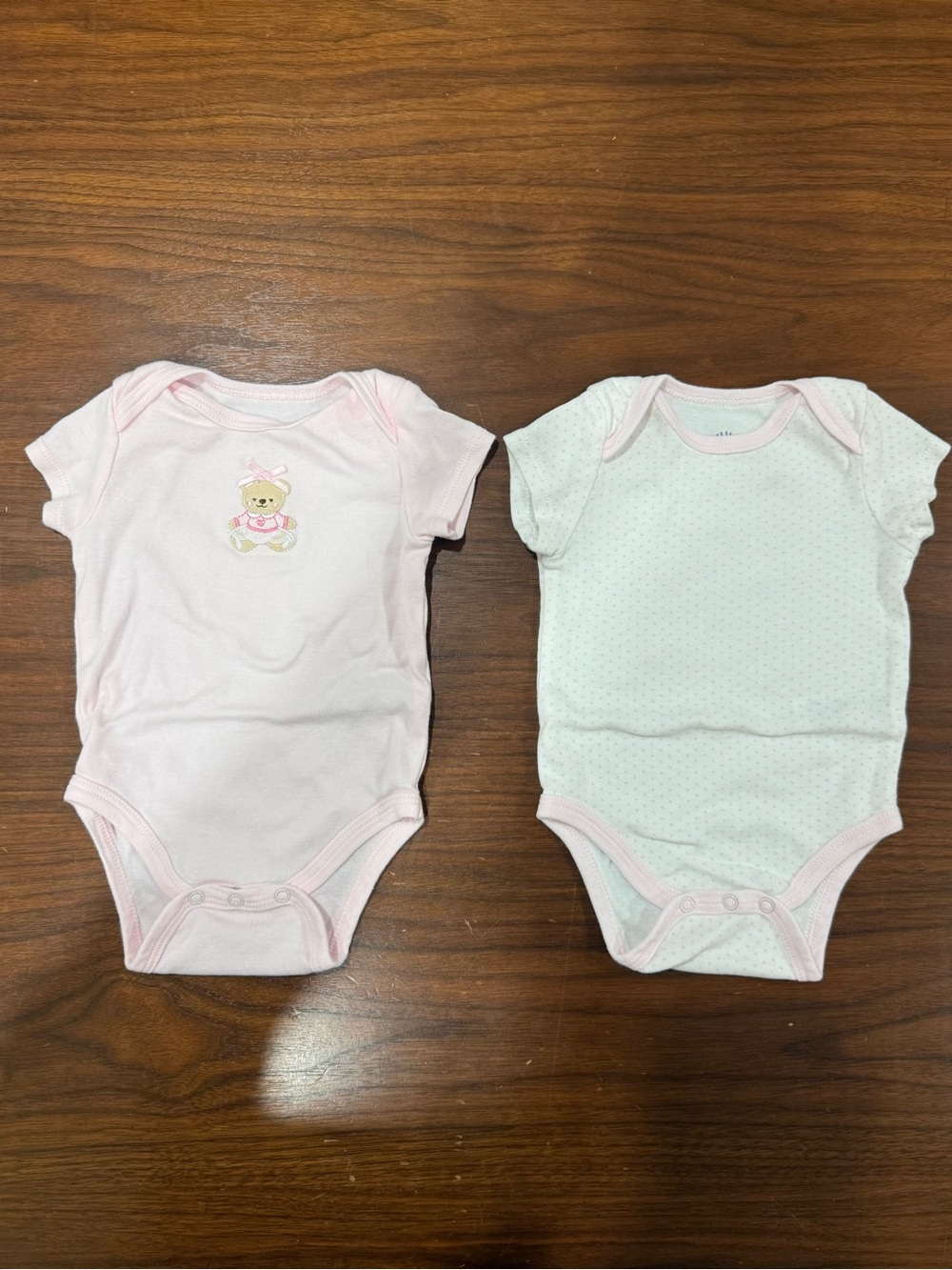Little Me Pink Baby Girls' Short-Sleeve One-Piece Bodysuits - Light Pink & White